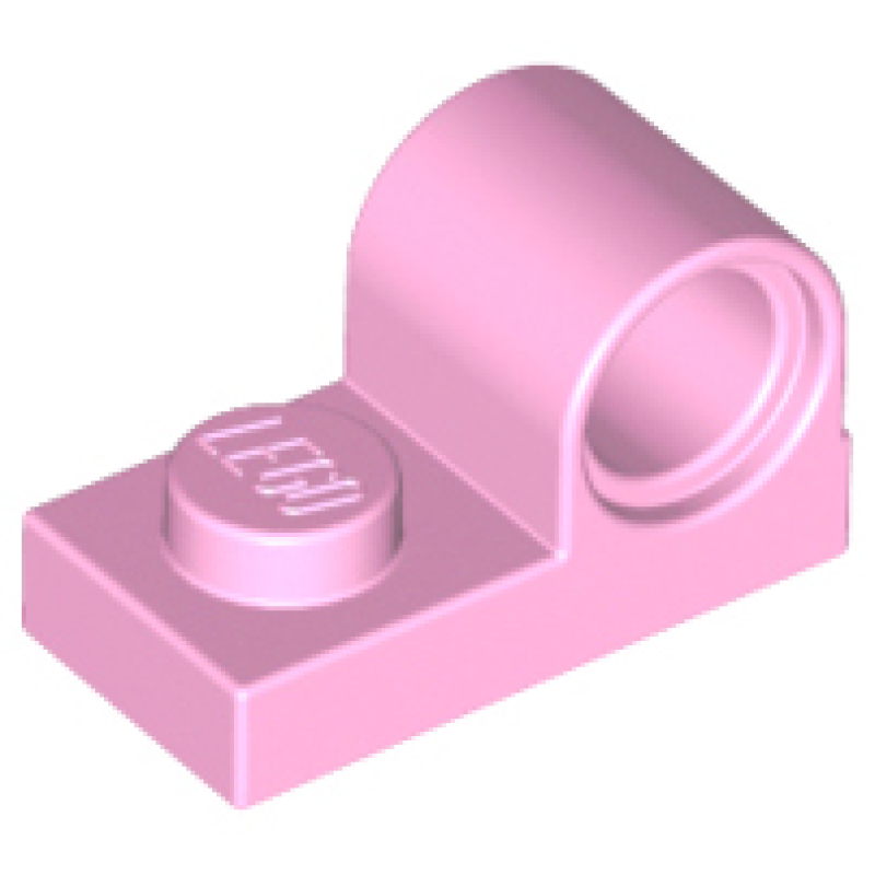 Plaat, Aangepast 1x2 met pin gat Bright Pink